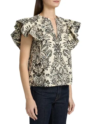 Ulla Johnson Women's Severine Printed Cotton Top - Flora | Thumbnail 4 Ulla Johnson Women's Severine Printed Cotton Top - Flora | Thumbnail 4