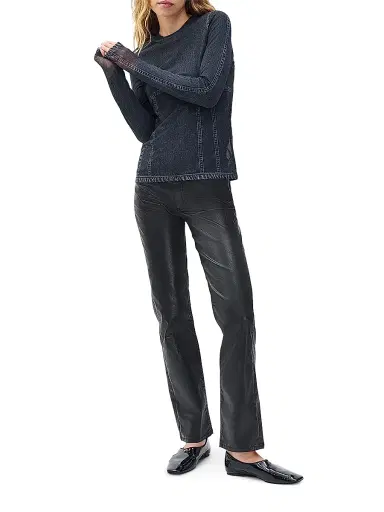 rag & bone Women's Flexi Harlow Full Straight-Leg Pants - Black Coated | Thumbnail 2 rag & bone Women's Flexi Harlow Full Straight-Leg Pants - Black Coated | Thumbnail 2