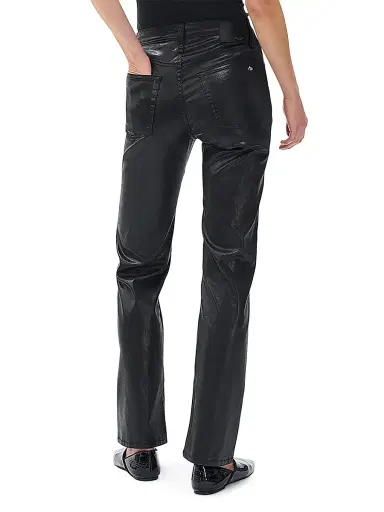 rag & bone Women's Flexi Harlow Full Straight-Leg Pants - Black Coated | Thumbnail 4 rag & bone Women's Flexi Harlow Full Straight-Leg Pants - Black Coated | Thumbnail 4