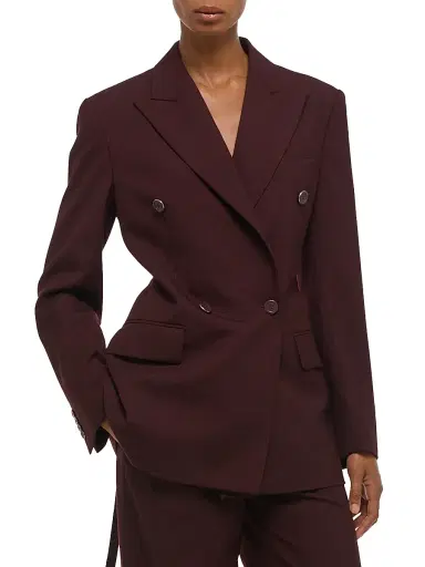 Helmut Lang Women's Double-Breasted Belted Virgin Wool Blazer | Thumbnail 4 Helmut Lang Women's Double-Breasted Belted Virgin Wool Blazer | Thumbnail 4