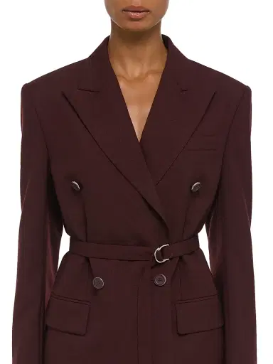Helmut Lang Women's Double-Breasted Belted Virgin Wool Blazer | Thumbnail 7 Helmut Lang Women's Double-Breasted Belted Virgin Wool Blazer | Thumbnail 7