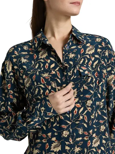 Ulla Johnson Women's Soren Printed Silk Shirt - Midnight Garden | Thumbnail 6 Ulla Johnson Women's Soren Printed Silk Shirt - Midnight Garden | Thumbnail 6