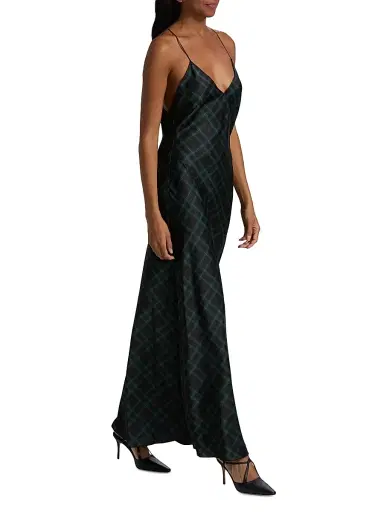 Ronny Kobo Women's Bethanne Plaid V-Neck Slip Gown - Navy Green Plaid | Thumbnail 2 Ronny Kobo Women's Bethanne Plaid V-Neck Slip Gown - Navy Green Plaid | Thumbnail 2