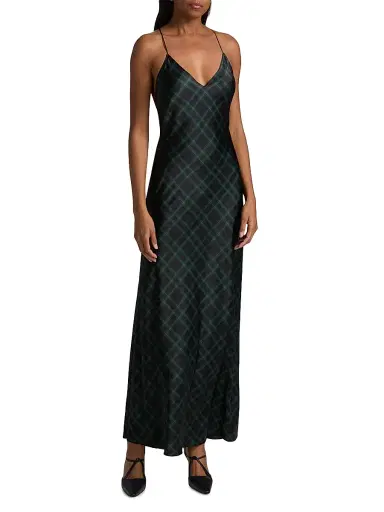Ronny Kobo Women's Bethanne Plaid V-Neck Slip Gown - Navy Green Plaid | Thumbnail 3 Ronny Kobo Women's Bethanne Plaid V-Neck Slip Gown - Navy Green Plaid | Thumbnail 3