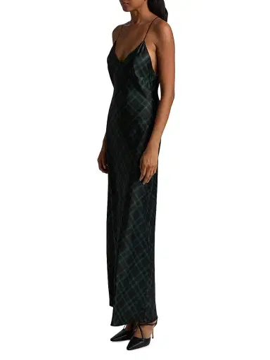 Ronny Kobo Women's Bethanne Plaid V-Neck Slip Gown - Navy Green Plaid | Thumbnail 4 Ronny Kobo Women's Bethanne Plaid V-Neck Slip Gown - Navy Green Plaid | Thumbnail 4