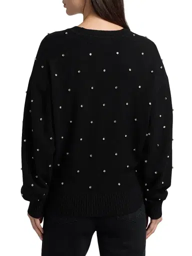 Ronny Kobo Women's Corin Crystal-Embellished V-Neck Sweater - Black | Thumbnail 5 Ronny Kobo Women's Corin Crystal-Embellished V-Neck Sweater - Black | Thumbnail 5