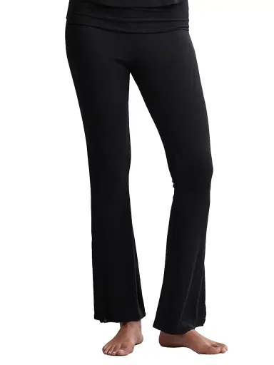 Barefoot Dreams Women's Ultra Soft Rib Fold-Over Pants - Black - Size XS | Thumbnail 1 Barefoot Dreams Women's Ultra Soft Rib Fold-Over Pants - Black - Size XS | Thumbnail 1