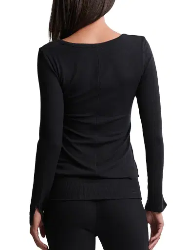 Barefoot Dreams Women's Ultra Soft Ribbed Long-Sleeve T-Shirt - Black | Thumbnail 3 Barefoot Dreams Women's Ultra Soft Ribbed Long-Sleeve T-Shirt - Black | Thumbnail 3