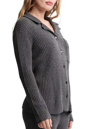 Barefoot Dreams Women's Cozychic Ultra Lite Rib Button-Front Sweater - Carbon | Thumbnail 2 Barefoot Dreams Women's Cozychic Ultra Lite Rib Button-Front Sweater - Carbon | Thumbnail 2