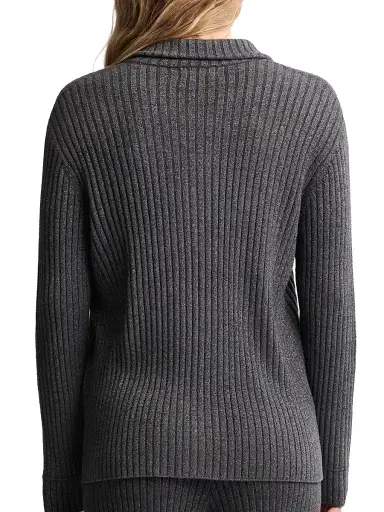 Barefoot Dreams Women's Cozychic Ultra Lite Rib Button-Front Sweater - Carbon | Thumbnail 3 Barefoot Dreams Women's Cozychic Ultra Lite Rib Button-Front Sweater - Carbon | Thumbnail 3