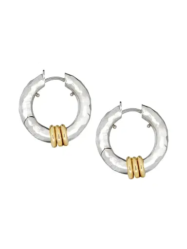 Spinelli Kilcollin Women's Vulcan Sterling Silver & 18K Yellow Gold Hoop Earrings - Silver | Thumbnail 1 Spinelli Kilcollin Women's Vulcan Sterling Silver & 18K Yellow Gold Hoop Earrings - Silver | Thumbnail 1