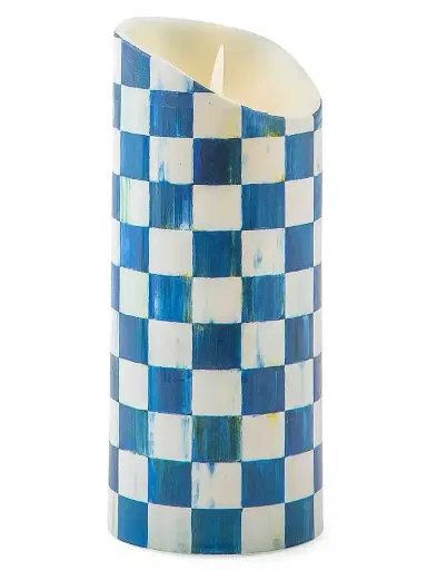 MacKenzie-Childs Royal Check Flickering Pillar Candle 9'' | Thumbnail 2 MacKenzie-Childs Royal Check Flickering Pillar Candle 9'' | Thumbnail 2