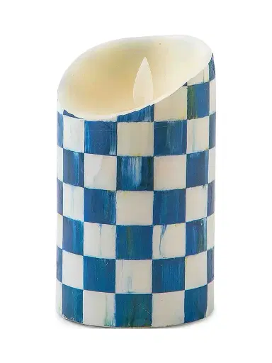 MacKenzie-Childs Royal Check Flickering Pillar Candle 9'' | Thumbnail 1 MacKenzie-Childs Royal Check Flickering Pillar Candle 9'' | Thumbnail 1