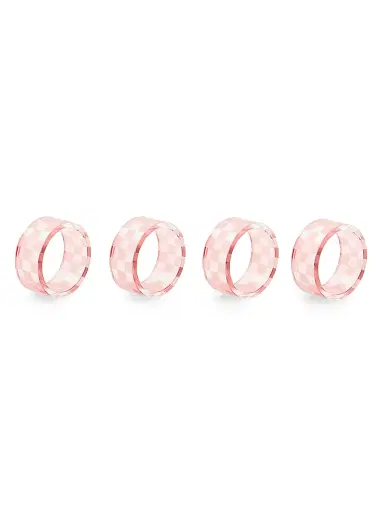MacKenzie-Childs 4-Piece Check Glass Napkin Ring Set | Thumbnail 1 MacKenzie-Childs 4-Piece Check Glass Napkin Ring Set | Thumbnail 1