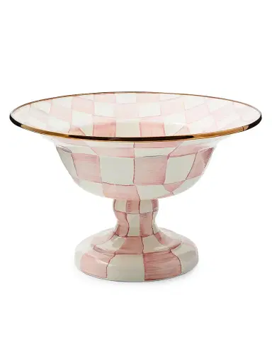 MacKenzie-Childs Large Rosy Check Compote Bowl | Thumbnail 1 MacKenzie-Childs Large Rosy Check Compote Bowl | Thumbnail 1