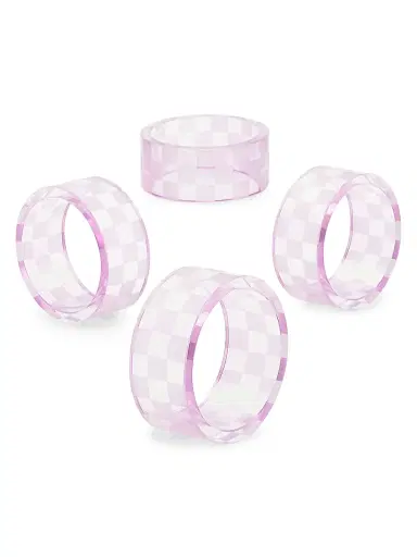 MacKenzie-Childs Check Glass Napkin Rings 4-Piece Set | Thumbnail 3 MacKenzie-Childs Check Glass Napkin Rings 4-Piece Set | Thumbnail 3