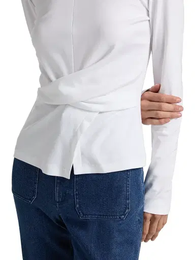 TANYA TAYLOR Women's Kelsey Twisted-Front Cotton Top - Optic White - Size XL | Thumbnail 6 TANYA TAYLOR Women's Kelsey Twisted-Front Cotton Top - Optic White - Size XL | Thumbnail 6