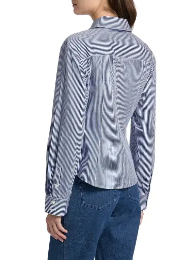 Tanya Taylor Women's Oakley Twisted Striped Cotton Top - Blue Optic White | Thumbnail 5 Tanya Taylor Women's Oakley Twisted Striped Cotton Top - Blue Optic White | Thumbnail 5