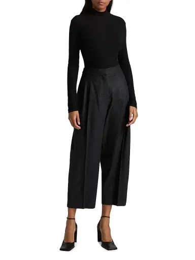 Alaïa Women's Pleated Wool Crop Tailored Pants - Anthracite | Thumbnail 2 Alaïa Women's Pleated Wool Crop Tailored Pants - Anthracite | Thumbnail 2