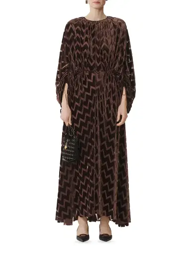 Lanvin Women's Devore Velvet Dress - Mocha | Thumbnail 2 Lanvin Women's Devore Velvet Dress - Mocha | Thumbnail 2