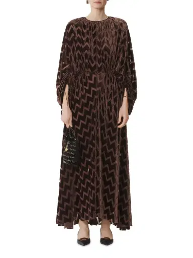 Lanvin Women's Devore Velvet Dress - Mocha | Thumbnail 6 Lanvin Women's Devore Velvet Dress - Mocha | Thumbnail 6