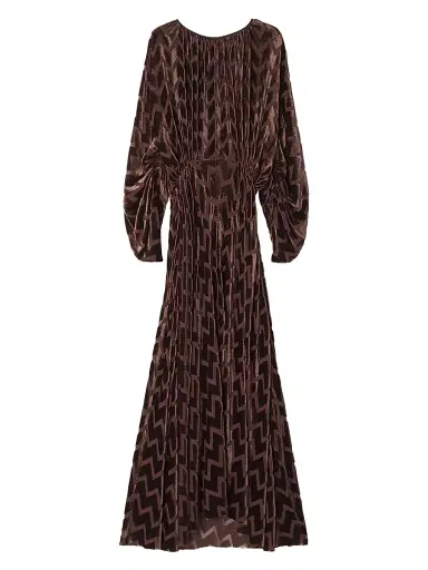 Lanvin Women's Devore Velvet Dress - Mocha | Thumbnail 1 Lanvin Women's Devore Velvet Dress - Mocha | Thumbnail 1