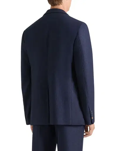 Givenchy Men's Single-Breasted Deconstructed Jacket in Flannel - Navy | Thumbnail 2 Givenchy Men's Single-Breasted Deconstructed Jacket in Flannel - Navy | Thumbnail 2