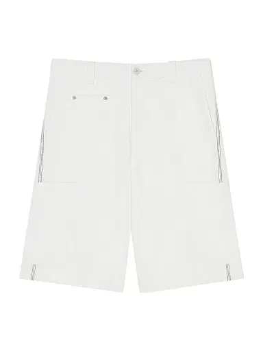 Givenchy Men's Cargo Bermuda Shorts in Herringbone Denim - White | Thumbnail 1 Givenchy Men's Cargo Bermuda Shorts in Herringbone Denim - White | Thumbnail 1