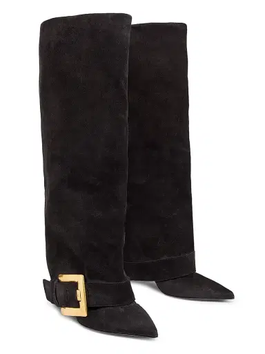 Balmain Women's Anthem 75MM Suede Knee-High Boots - Noir | Thumbnail 2 Balmain Women's Anthem 75MM Suede Knee-High Boots - Noir | Thumbnail 2