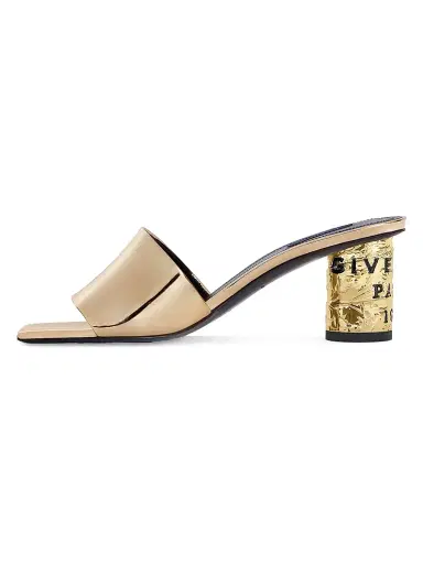 Givenchy Women's Tape Heeled Mules in Mirror Effect Leather - Golden | Thumbnail 3 Givenchy Women's Tape Heeled Mules in Mirror Effect Leather - Golden | Thumbnail 3