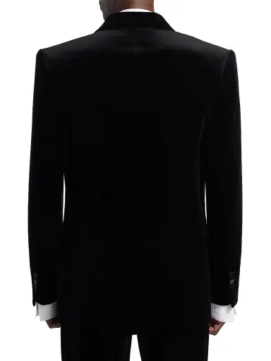Balmain Men's Velvet & Satin Double-Breasted Blazer - Noir | Thumbnail 5 Balmain Men's Velvet & Satin Double-Breasted Blazer - Noir | Thumbnail 5