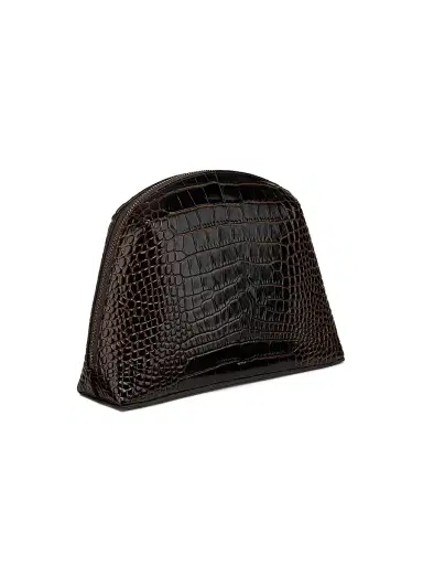 Toteme Women's Croc-Embossed Leather Pouch - Dark Brown | Thumbnail 3 Toteme Women's Croc-Embossed Leather Pouch - Dark Brown | Thumbnail 3