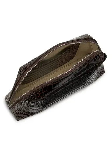 Toteme Women's Croc-Embossed Leather Pouch - Dark Brown | Thumbnail 4 Toteme Women's Croc-Embossed Leather Pouch - Dark Brown | Thumbnail 4