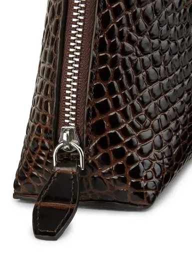 Toteme Women's Croc-Embossed Leather Pouch - Dark Brown | Thumbnail 5 Toteme Women's Croc-Embossed Leather Pouch - Dark Brown | Thumbnail 5