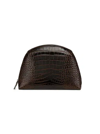 Toteme Women's Croc-Embossed Leather Pouch - Dark Brown | Thumbnail 1 Toteme Women's Croc-Embossed Leather Pouch - Dark Brown | Thumbnail 1