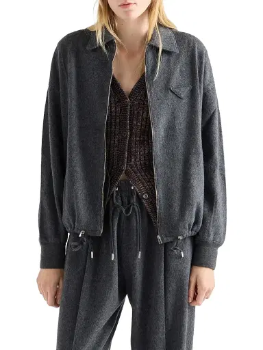 Prada Women's Jersey Blouson Jacket - Grey | Thumbnail 2 Prada Women's Jersey Blouson Jacket - Grey | Thumbnail 2