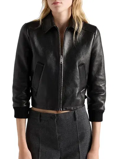Prada Women's Leather Blouson Jacket - Black | Thumbnail 3 Prada Women's Leather Blouson Jacket - Black | Thumbnail 3