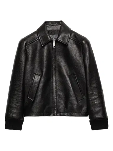 Prada Women's Leather Blouson Jacket - Black | Thumbnail 1 Prada Women's Leather Blouson Jacket - Black | Thumbnail 1