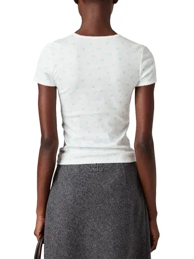 Miu Miu Women's Ribbed Jersey T-Shirt - White | Thumbnail 3 Miu Miu Women's Ribbed Jersey T-Shirt - White | Thumbnail 3