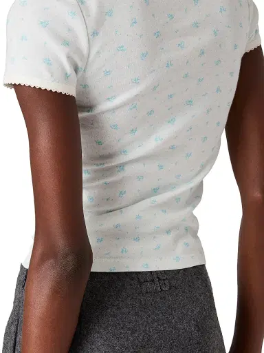 Miu Miu Women's Ribbed Jersey T-Shirt - White | Thumbnail 4 Miu Miu Women's Ribbed Jersey T-Shirt - White | Thumbnail 4