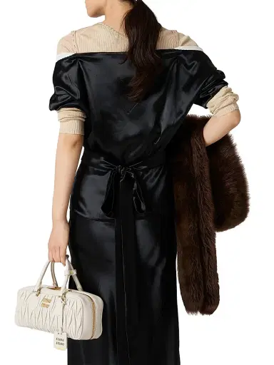 Miu Miu Women's Long Satin Dress - Black - Size 4 | Thumbnail 4 Miu Miu Women's Long Satin Dress - Black - Size 4 | Thumbnail 4