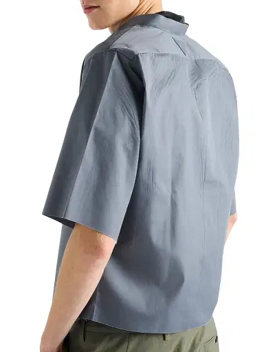 Prada Men's Short-Sleeved Cotton Blend Shirt - Blue | Thumbnail 3 Prada Men's Short-Sleeved Cotton Blend Shirt - Blue | Thumbnail 3