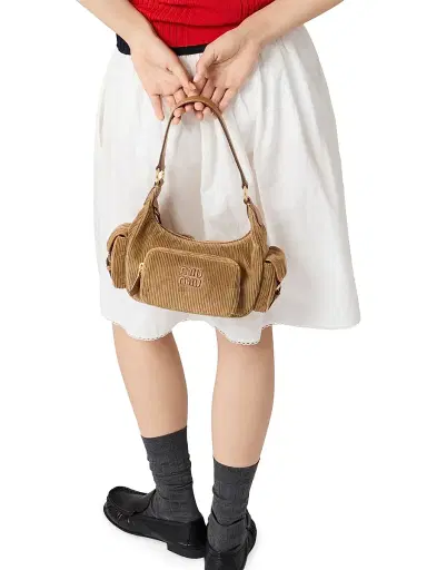 Miu Miu Women's Corduroy Pocket Shoulder Bag - Brown | Thumbnail 3 Miu Miu Women's Corduroy Pocket Shoulder Bag - Brown | Thumbnail 3
