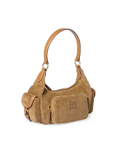 Miu Miu Women's Corduroy Pocket Shoulder Bag - Brown | Thumbnail 4 Miu Miu Women's Corduroy Pocket Shoulder Bag - Brown | Thumbnail 4
