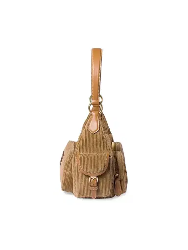 Miu Miu Women's Corduroy Pocket Shoulder Bag - Brown | Thumbnail 6 Miu Miu Women's Corduroy Pocket Shoulder Bag - Brown | Thumbnail 6