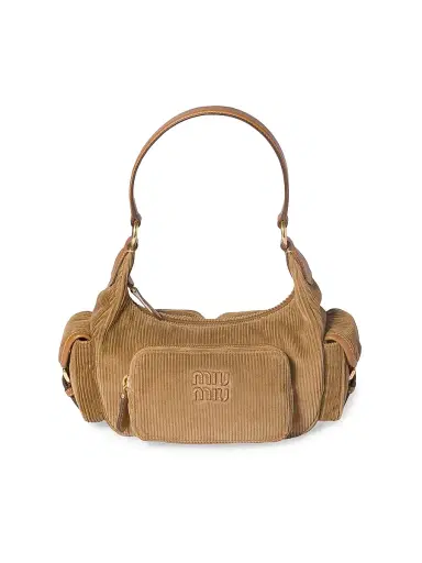 Miu Miu Women's Corduroy Pocket Shoulder Bag - Brown | Thumbnail 1 Miu Miu Women's Corduroy Pocket Shoulder Bag - Brown | Thumbnail 1