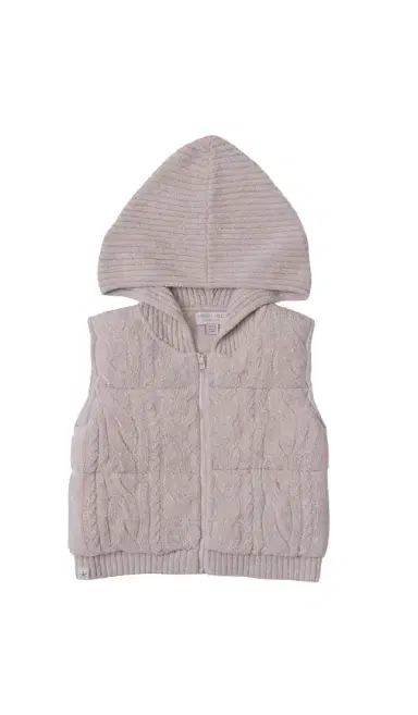 Barefoot Dreams Toddler Cable Puffer Hooded Vest | Thumbnail 1 Barefoot Dreams Toddler Cable Puffer Hooded Vest | Thumbnail 1