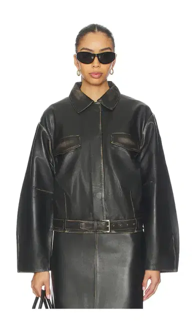 St. Agni Brushed Leather Belted Jacket | Thumbnail 1 St. Agni Brushed Leather Belted Jacket | Thumbnail 1