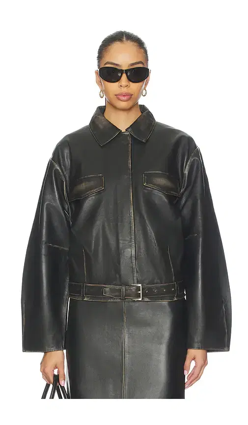 Brushed Leather Belted Jacket Brushed Leather Belted Jacket