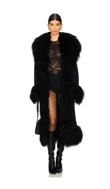 Susanna Chow Dorothy Suede Maxi Coat With Fur Trim | Thumbnail 1 Susanna Chow Dorothy Suede Maxi Coat With Fur Trim | Thumbnail 1
